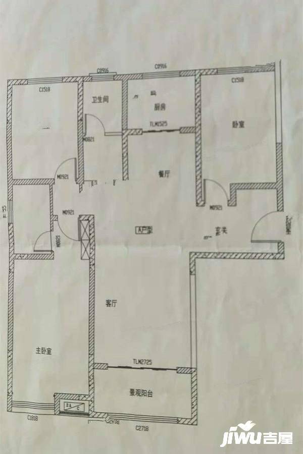 先河世纪城3室2厅2卫132㎡户型图